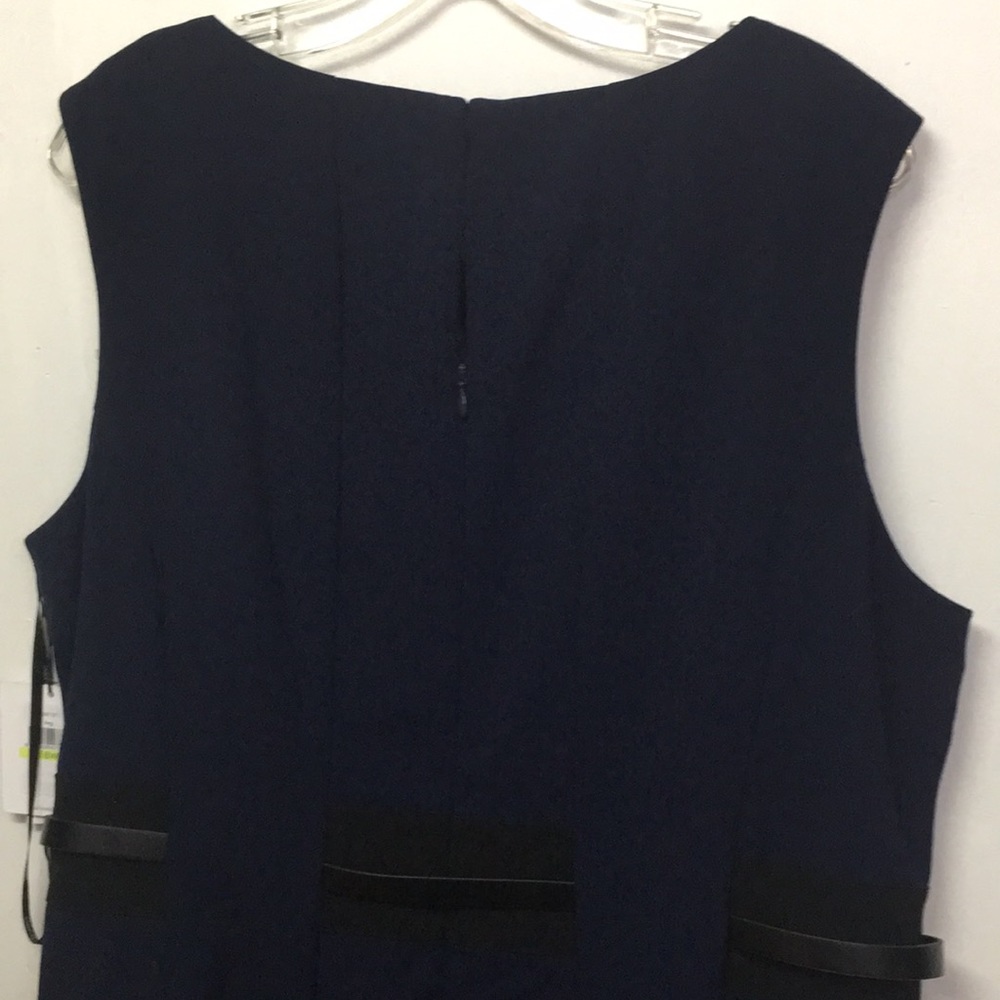 NWT Calvin Klein Woman Belted Navy Blue Fit&Flare Dress: Size 18W - Picture 11 of 13